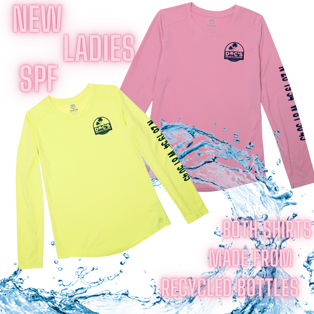UPF 50 Fitted (ladies) shirts made from recycled bottles