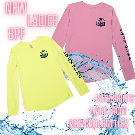 UPF 50 Fitted (ladies) shirts made from recycled bottles